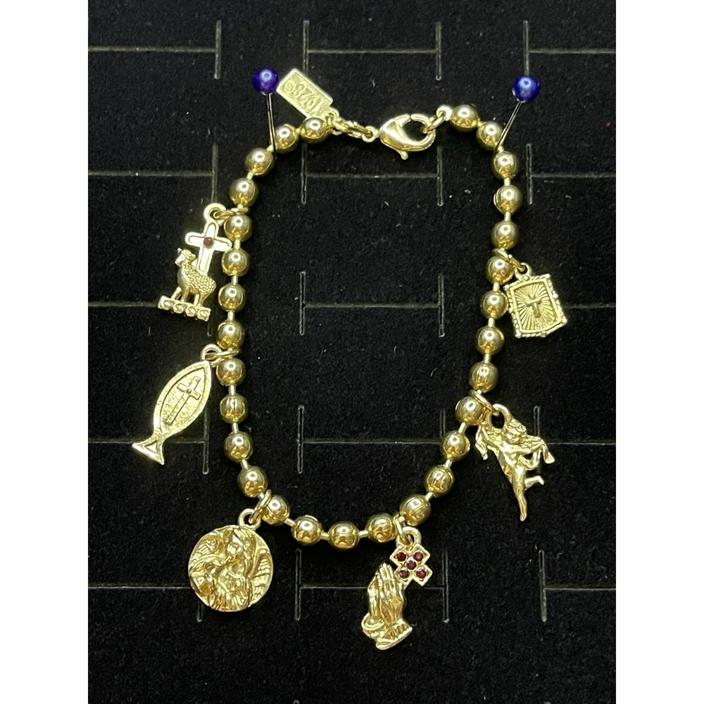 1928 Symbols of Faith, 14K Gold-Dipped Religious Charm Bracelet‎